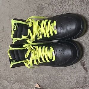 Great Condition Nike Airforce One Hi-top Black and Neon Yellow High-Top Sneakers